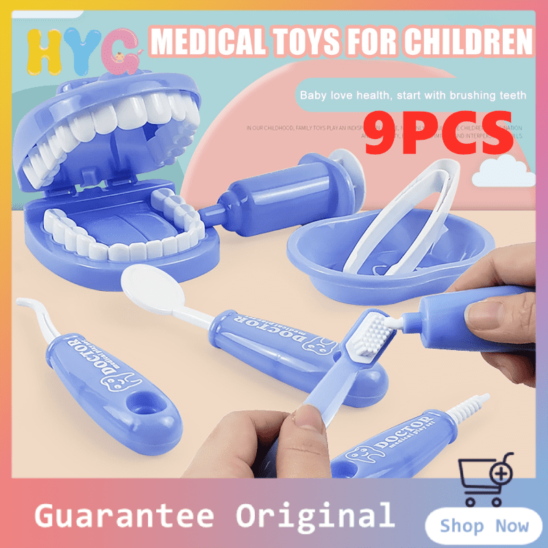 9Pcs Pretend Play  Dentist Check Teeth Model Medical Kit Role Play Learing L_D 