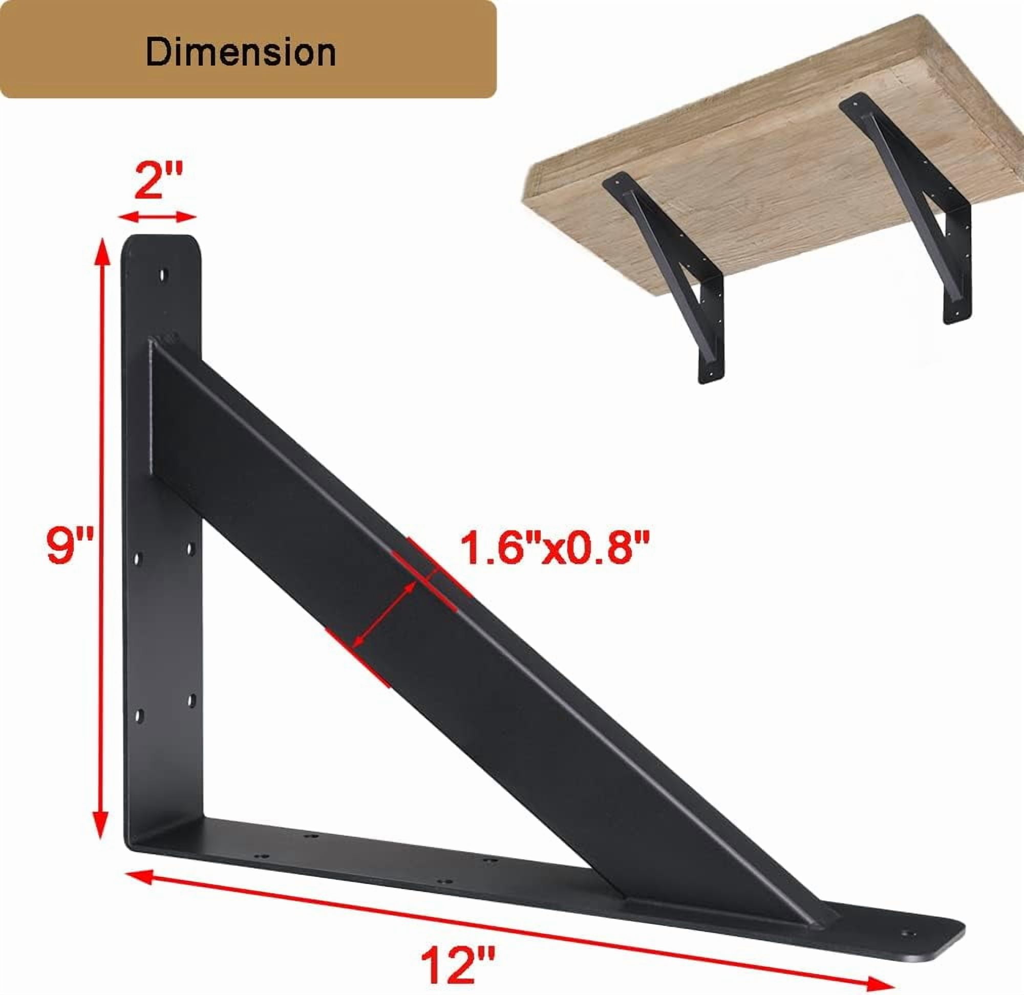 VANROUG 2Pcs Countertop Support Brackets 12"x 9" Heavy Duty Solid Floating Shelf Brackets, Corbels for Countertops Triangle Support Mantel Brackets 90 Degree