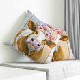 thumbnail image 4 of Throw Pillow Covers 26x26 Inch, Farmhouse Cow Decorative Pillow Cases for Couch Sofa Bed, Spring Flowers Colorful Wooden Cotton Linen Square Home Decor Pillowcases with Hidden Zipper, 4 of 7