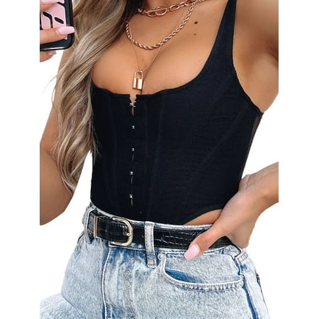 

LisenraIn Women Push Up Corsets Off Shoulder U-Shaped Bustiers Tank Crop Tops