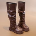 thumbnail image 4 of BXJX Girls Knee‑High Boots, Slip-Resistant Fashion Soft Sole Pull On Fall Winter Boots with Button Brown Size 9.5 Little Kids, 4 of 9