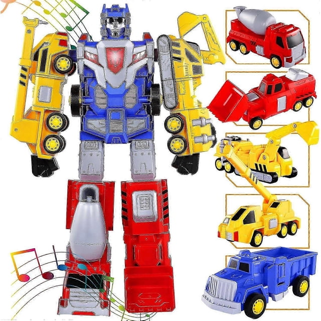 Robot Toys, Easy Assembly Merge Into Construction Vehicle Figures, Sturdy Connectors For Indoor Activity, 3-8 Years Old (Transforming Toys, Dino