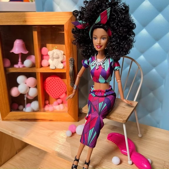 A-Waroom 12 inch Afro Doll Black Doll with Curly Hair African American Doll for Kids Girls Gift