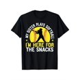 thumbnail image 1 of My Sister Plays Softball I'm Here for The Snacks T-Shirt – Unisex Youngsters' Breathable Cotton Tee, Black with Yellow Graphic Design, Perfect Gift for Boys & Girls, Sports-Themed Parties & Casual At, 1 of 8