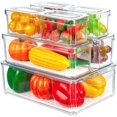 thumbnail image 1 of Juego de 7 Organizadores de Refrigerador，Contenedores de Acrilico de Nevera Transparentes，Organizador de refrigerador con tapas,Cajas para almacenar alimentos, verduras, frutas, 1 of 6