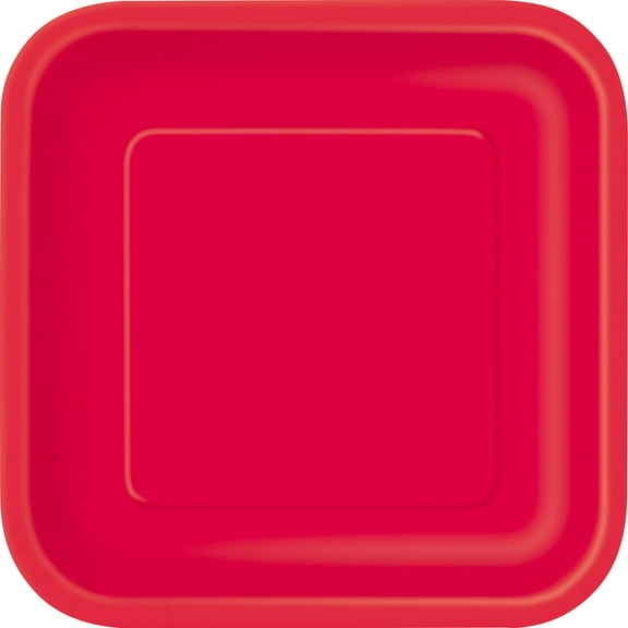 Square Paper Plates, 7 in, Red, 16ct