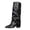 Black, variant on RotHome Women Knee High Boots Wide Calf Chunky High Heel Pointed Toe Fashion Fold Over Boots for Women Pull On Trendy Fall Winter Tall Boots