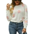 thumbnail image 1 of ZAXARRA Chandail en Tricot pour Femmes à Manches Longues Col Rond chandail à Fleurs Mode Urbaine Vêtements Automne Hiver, 1 of 6