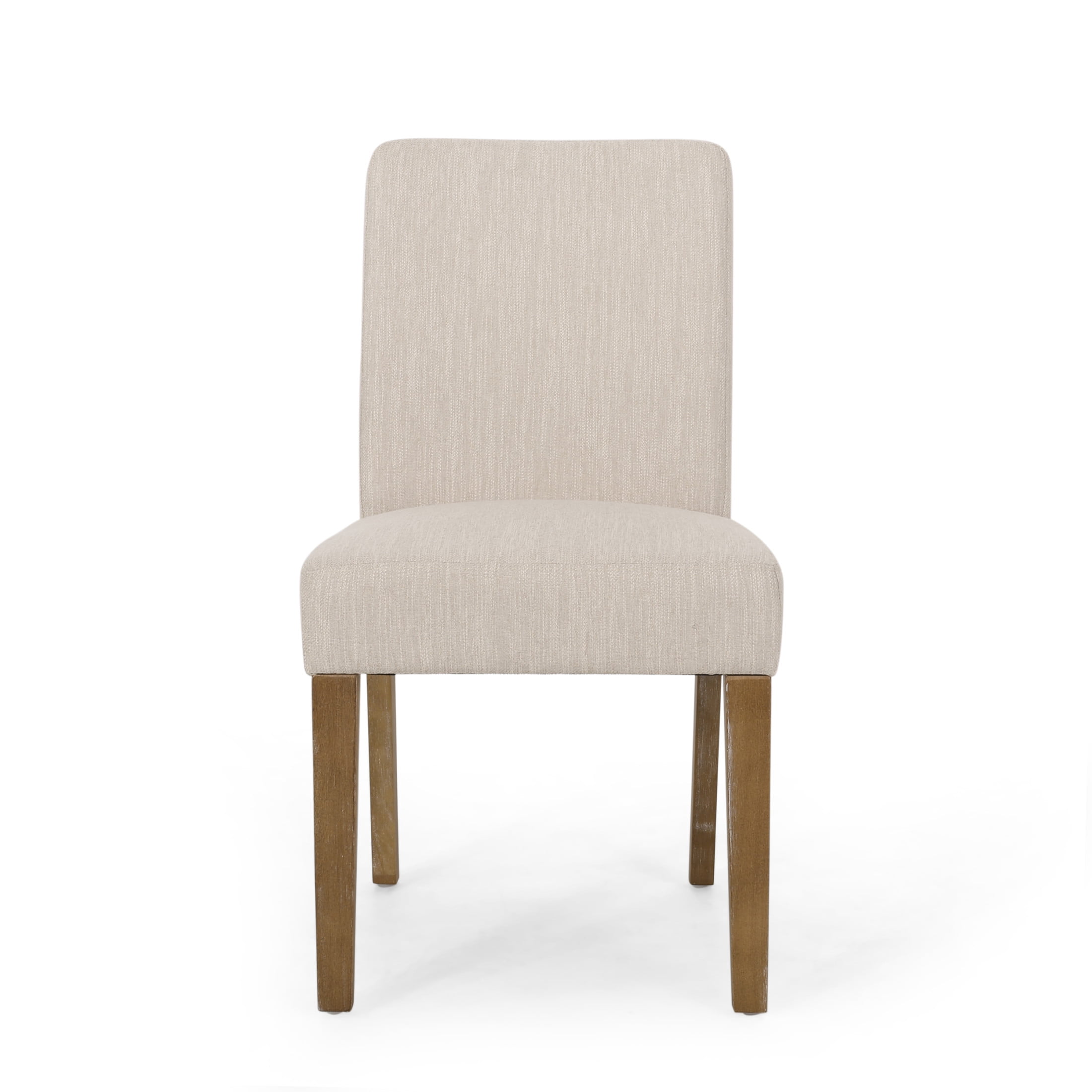 Christopher Knight Home Set of 4 Upholstered Dining Chairs with Solid Wood Legs, Natural + Beige