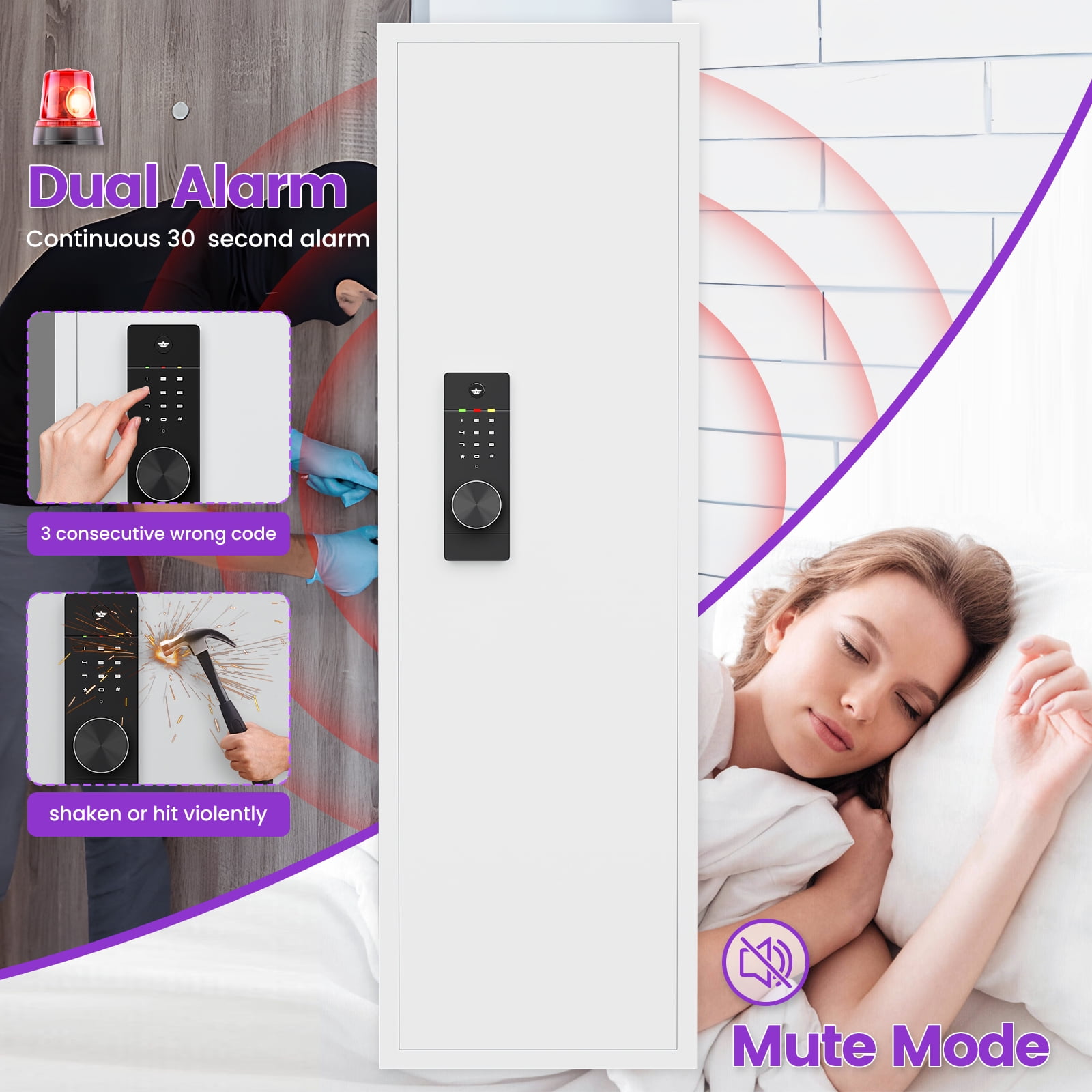 Silkight 53.15” Wall Gun Safe - Hidden Firearm Safes for Home Firearm Money Valuables