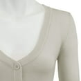 thumbnail image 2 of YEMAK Women's Cropped Bolero 3/4 Sleeve Button Down Cardigan Sweater CO129-LGR-XL, 2 of 11