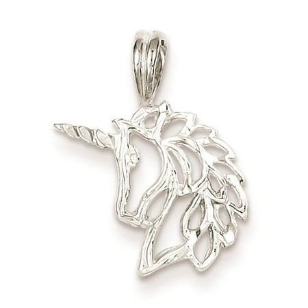 925 Sterling Silver Unicorn Polished & Solid Charm Pendant 20mmx15mm