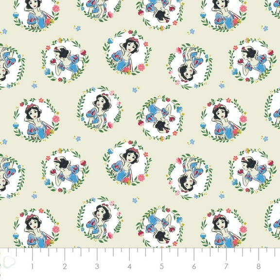 Snow White Wreaths Cream Cotton Fabric