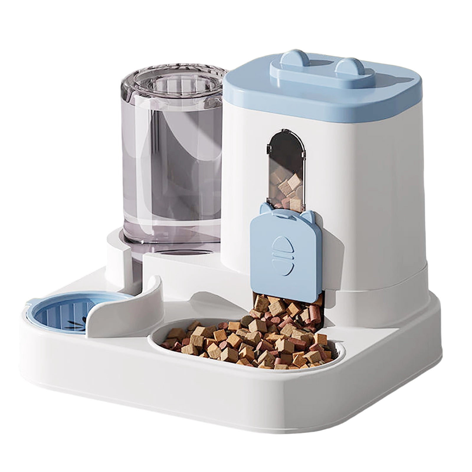 Gravity Cat Feeder and Water Dispenser, 2 in 1 Automatic Cat Feeder, Large Capacity Self Feeding for Small Medium Dog Puppy Kitten (Blue)