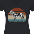 thumbnail image 4 of Inktastic Zebra Safari Animal Sunset Women's V-Neck T-Shirt, 4 of 5