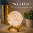 thumbnail image 3 of Lámpara de luna 3d, luz de noche LED Lámpara de luna táctil 3 colores, 15 cm / 5,9 pulgadas de diámetro, luz de noche de luna recargable por USB para dormitorio, sala de estar, cafetería, cumpleaños, Afortunado Sencillez, 3 of 5