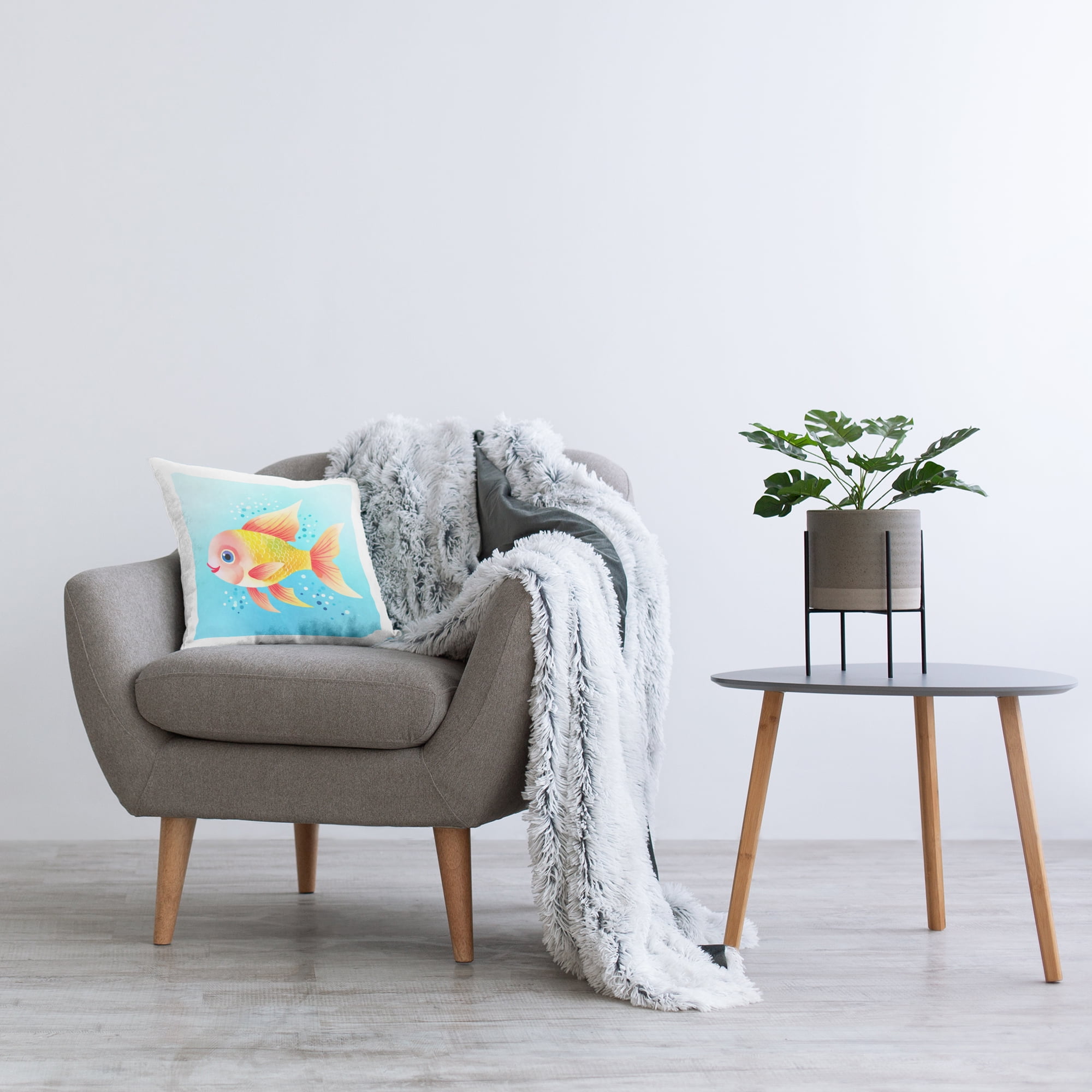 Stupell Industries Happy Fish with Speckles Decorative Printed Throw Pillow Design by Andrea Haase.