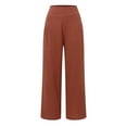 thumbnail image 4 of Bjutir Pants For Women Trendy Wide Leg Pants Summer Casual High Waisted Palazzo Pants Baggy Beach Trousers With Pocket Brown 3Xl, 4 of 5