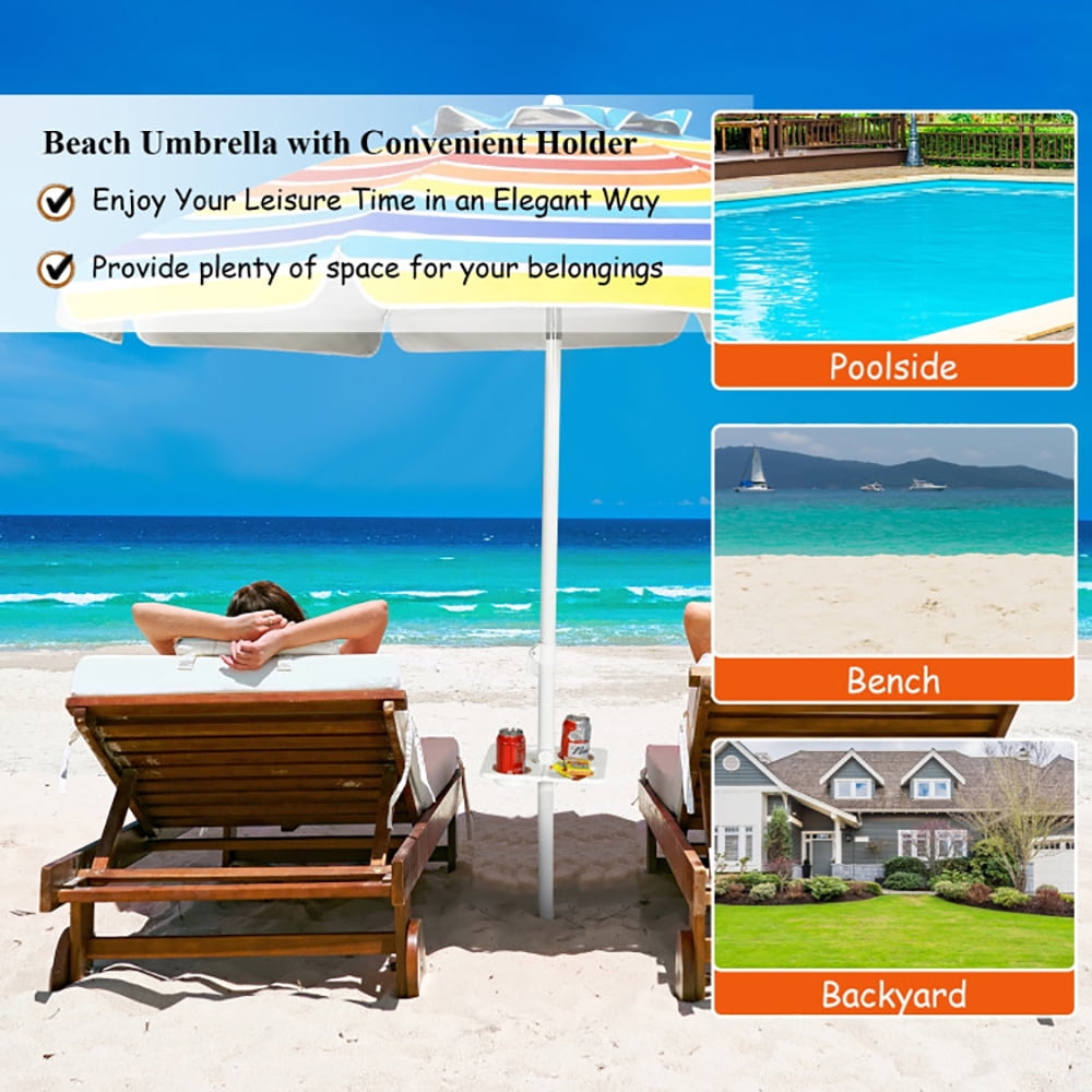 Aimee Lii 7.2 Feet Portable Outdoor Beach Umbrella with Sand Anchor and Tilt Mechanism, Sunbrella Patio Umbrellas, Multicolor Aimee Lii 7.2 Feet Portable Outdoor Beach Umbrella with Sand Anchor and Tilt Mechanism, Sunbrella Patio Umbrellas, Multicolor