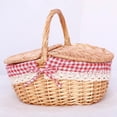 thumbnail image 4 of Willow Wicker Picnic Basket with Removable Cotton Lining and Double-Lid Design for Outdoor Picnics, 4 of 9
