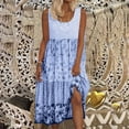 thumbnail image 1 of ERTUTUYI Women's Bohemian Floral Print Round Neck Sleeveless Beach Flowy Party Maxi Dress Blue M, 1 of 6