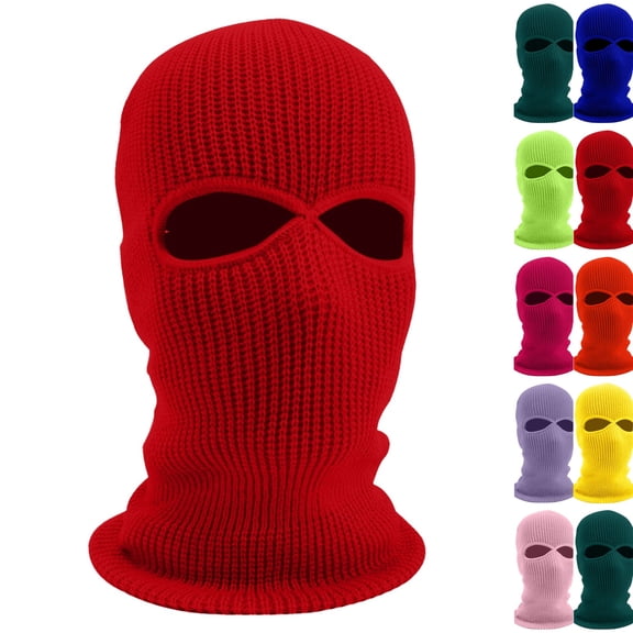 Balaclava Face Mask 2-Hole for Cold Weather, Winter Ski Mask for Men and Women Thermal Cycling Mask Red One Size