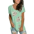thumbnail image 3 of Spring Tops for Women Womens Tops under $5 Free Shipping Breathable Fashion Women V-Neck Printed T-Shirt Casual Loose Pullover Short Sleeve Tops Gifts for Women, 3 of 9