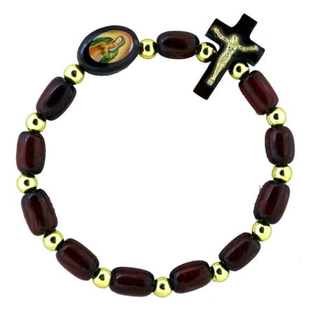 - Our Lady of Guadalupe Decade Rosary Wooden Catholic Religious Bracelet - Made in Brazil