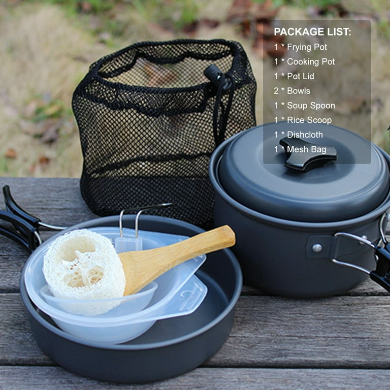  Camping Cookware Set, Camping Kitchen Gear, Camp Utensil Set  Stainless Steel Grill Tools, Camping Cooking BBQ Equipment Kit for Travel  Tent Picnic Portable Kitchen Essentials Accessories : Sports & Outdoors