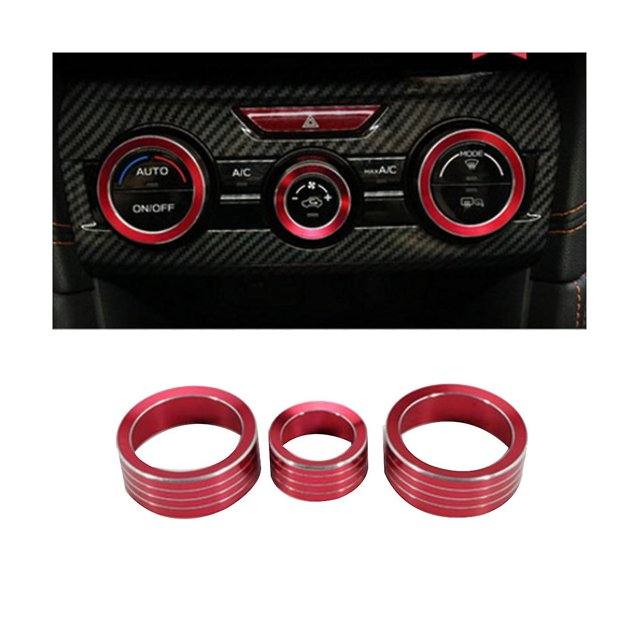3 piezas de perilla de control de volumen de aire acondicionado DENGXMXG Cubierta de anillos rojos para consola central de automóvil XV Forester 2018-2023 K