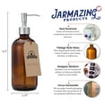 thumbnail image 2 of Amber Glass Jar Soap and Lotion Dispenser with Stainless Steel Pump - 16 oz - by Jarmazing Products, 2 of 5