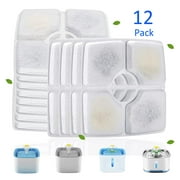 Powiller 12-Pack Pet Water Fountain Replacement Filter, Cat Fountain Filters, Activated Carbon Replacement Filter, Automatic Water Dispenser Filters