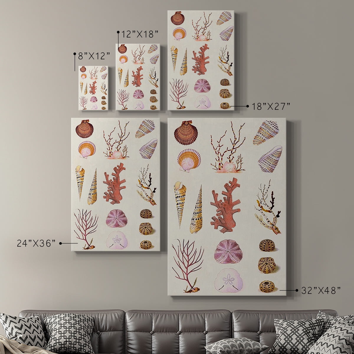 Coral & Shell Collage II Premium Gallery Wrapped Canvas - Ready to Hang