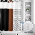thumbnail image 2 of No Hook Shower Curtain, Black Brown Shower Curtains for Bathroom with See Through Top Window, Contemporary Striped Boho Art Waterproof & Washable Bath Curtain Extra Long 72"x84", 2 of 9