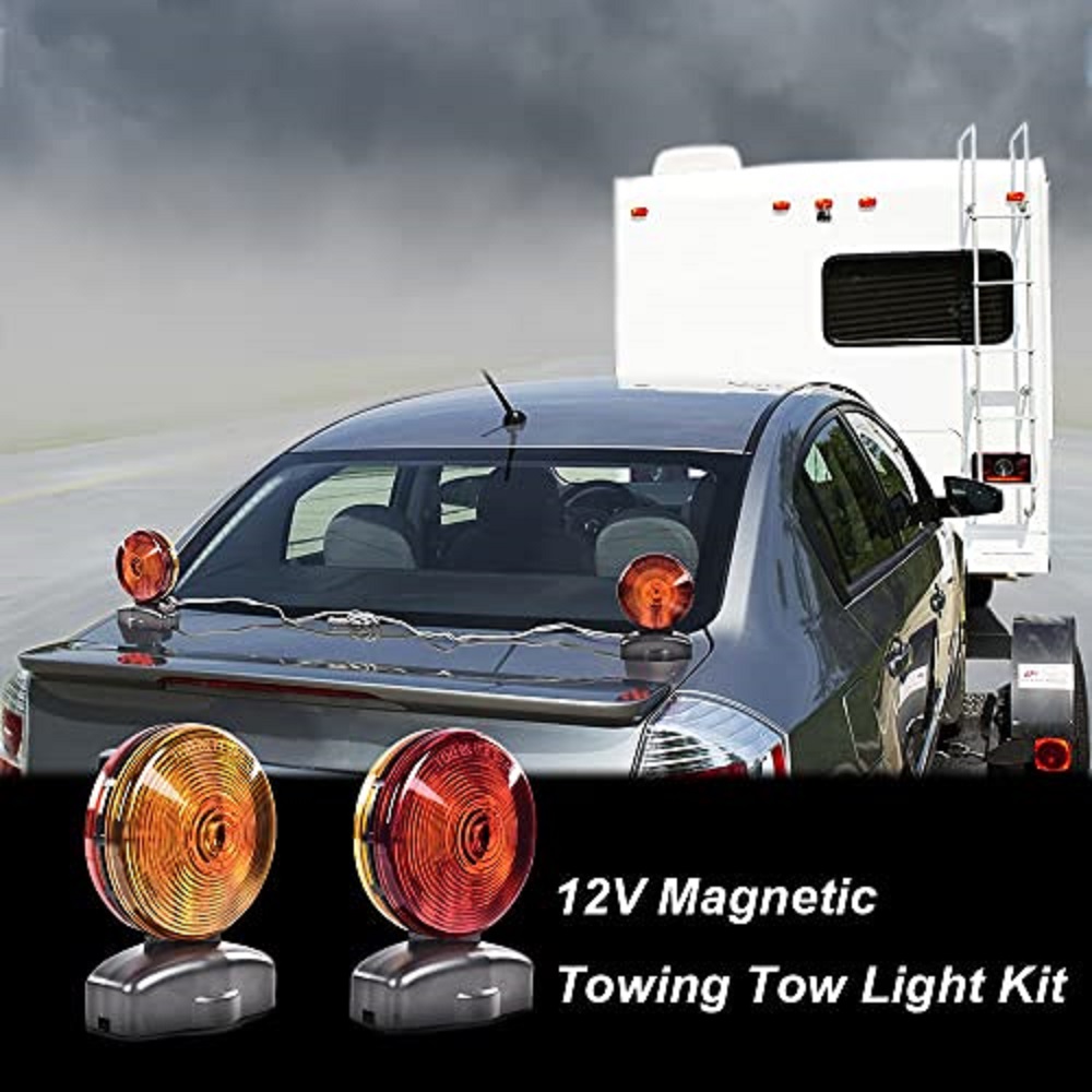 Universal Magnetic Towing Tow Light Kit 12V Trailer RV Dolly Tail Towed Car Boat Truck