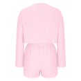 thumbnail image 5 of LYXSSBYX Two Piece Sets for Women Summer Women's Solid Color Loose Wide Leg Short Shirt Shorts Casual Set Short Sleeved Round Neck Top/shirt Set, 5 of 6