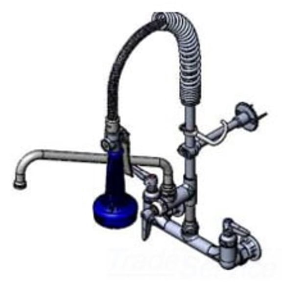 T&S Brass MPR-8WLN-12 Mini-PRU: 8 Wall Mount Faucet w/ B-0108, 12 Swing Nozzle, Lever Handles, & Wall Bracket Mini Pre-Rinse