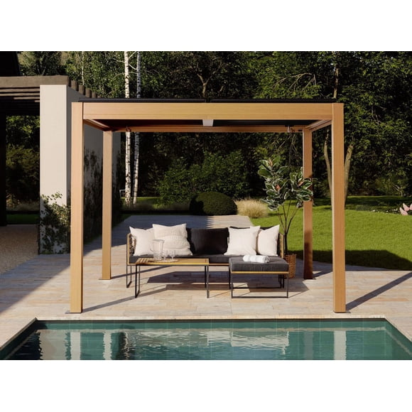 Vikos 10 x10 Pergola en aluminium finition bois