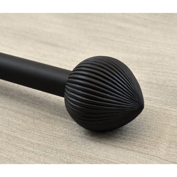 Urbanest Adjustable Single Curtain Rod Set Bourgeon Finials – 3/4-Inch Diameter, With Black Rod, 28–48 Inches