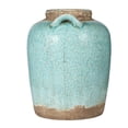 thumbnail image 3 of CC Home Furnishings Large Patina Finish Terracotta Vase with Handle - 14" - Blue, 3 of 8