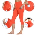thumbnail image 2 of Capri Leggings with Pockets for Women Tummy Control Knee Length Leggings High Waist Yoga Pants Women Workout Capri Pants, 2 of 9