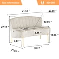 thumbnail image 5 of Small Loveseat Settee Upholstered Sofa Couch Banquette Bench Ottoman with Backrest and Golden Metal Legs for Dining Room Living Room Bedroom, 5 of 6