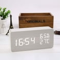 thumbnail image 4 of Digital Wooden Alarm Clock, Electronic LED Desktop Clock with Temperature Humidity Time Display, 4 of 5