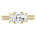 thumbnail image 5 of 1.82 ct Emerald Cut Genuine Cultured Diamond SI1-SI2 G-H 14K Yellow Gold Three-Stone Promise Wedding Statement Engagement Designer Ring W/ Crystal side stones size 7, 5 of 7