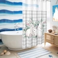 thumbnail image 5 of No Hook Shower Curtain, Easter Bunny Shower Curtains for Bathroom with See Through Top Window, Eucalyptus Leaves Rabbits Country Grey Plaid Waterproof & Washable Bath Curtain Stand Up Stall 36"x72", 5 of 9