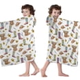 thumbnail image 4 of Highland Cow Sunflower Boot Hat Pattern Hooded Bath Towel，60"x35" for Ages 3 To 12 Kids, Quick Dry Lightweight Soft Microfiber Hood Beach Towel Cover Up for Kids, 4 of 7
