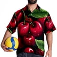 thumbnail image 4 of Cherry Men's Short Sleeve Button Down Poplin Casual Beach Shirts, 4 of 6