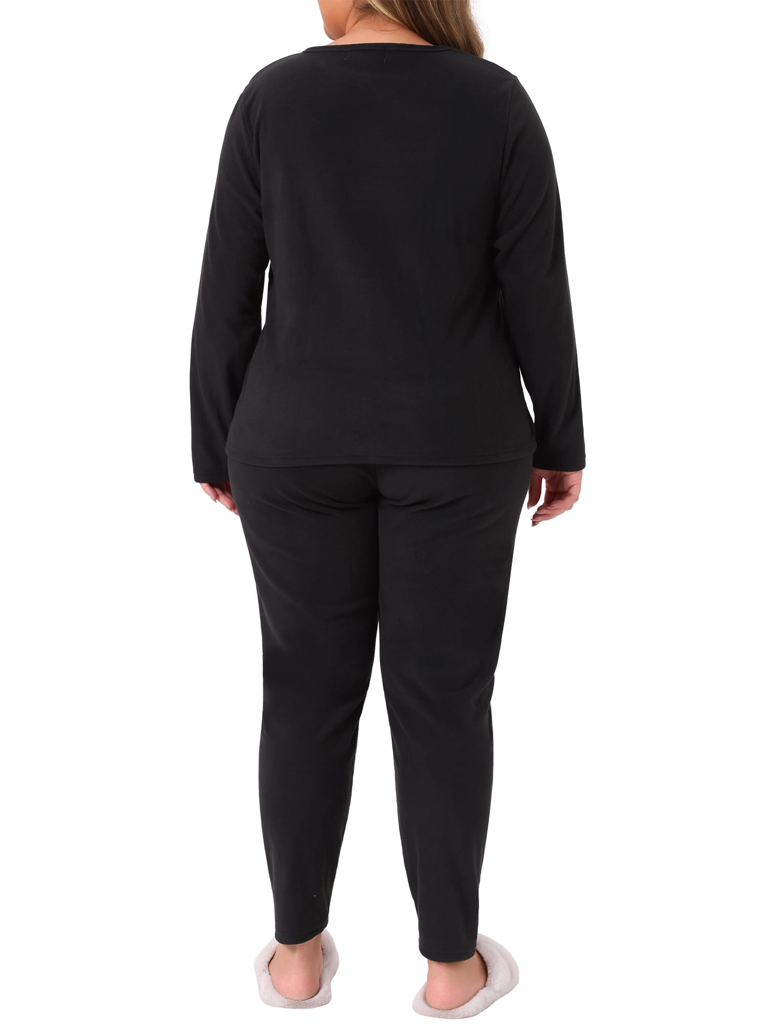 DARING DIVA Women's Plus Size Soft Long Sleeve Pajamas Set Large Plus Black