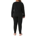thumbnail image 4 of DARING DIVA Women's Plus Size  Soft Long Sleeve Pajamas Set 1X Black, 4 of 6