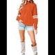 thumbnail image 3 of Sudadera Holgada A Rayas para Mujer (Otoño 2025), Cuello Redondo, Larga, Informal, con Bloques de Color Naranja S, 3 of 8